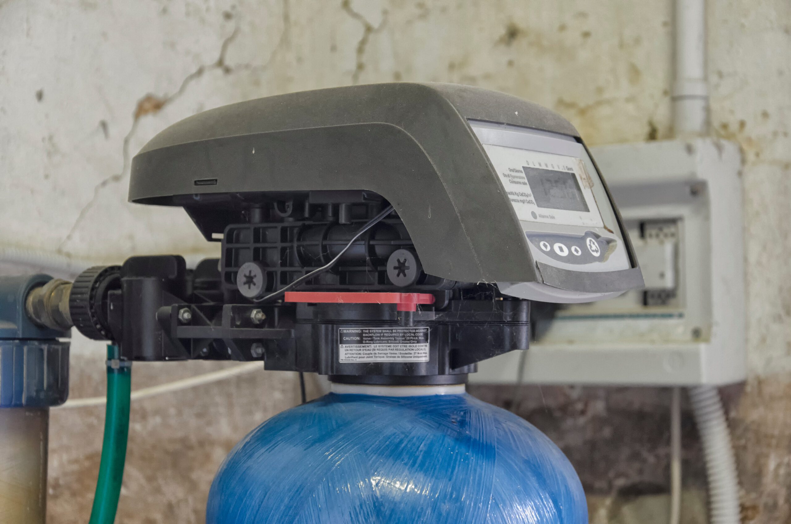The timer and valve assembly of a water conditioner